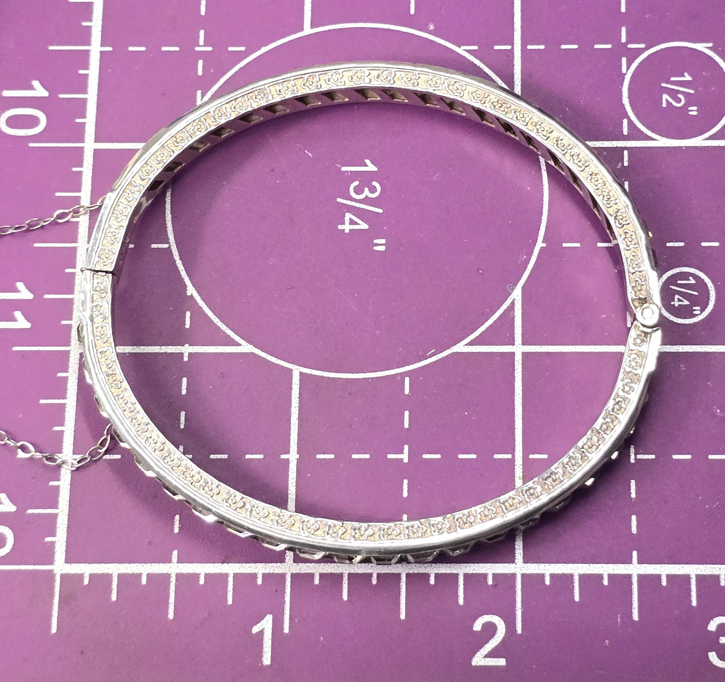 Art Deco Princess cut square vintage paste rhinestone bangle bracelet
