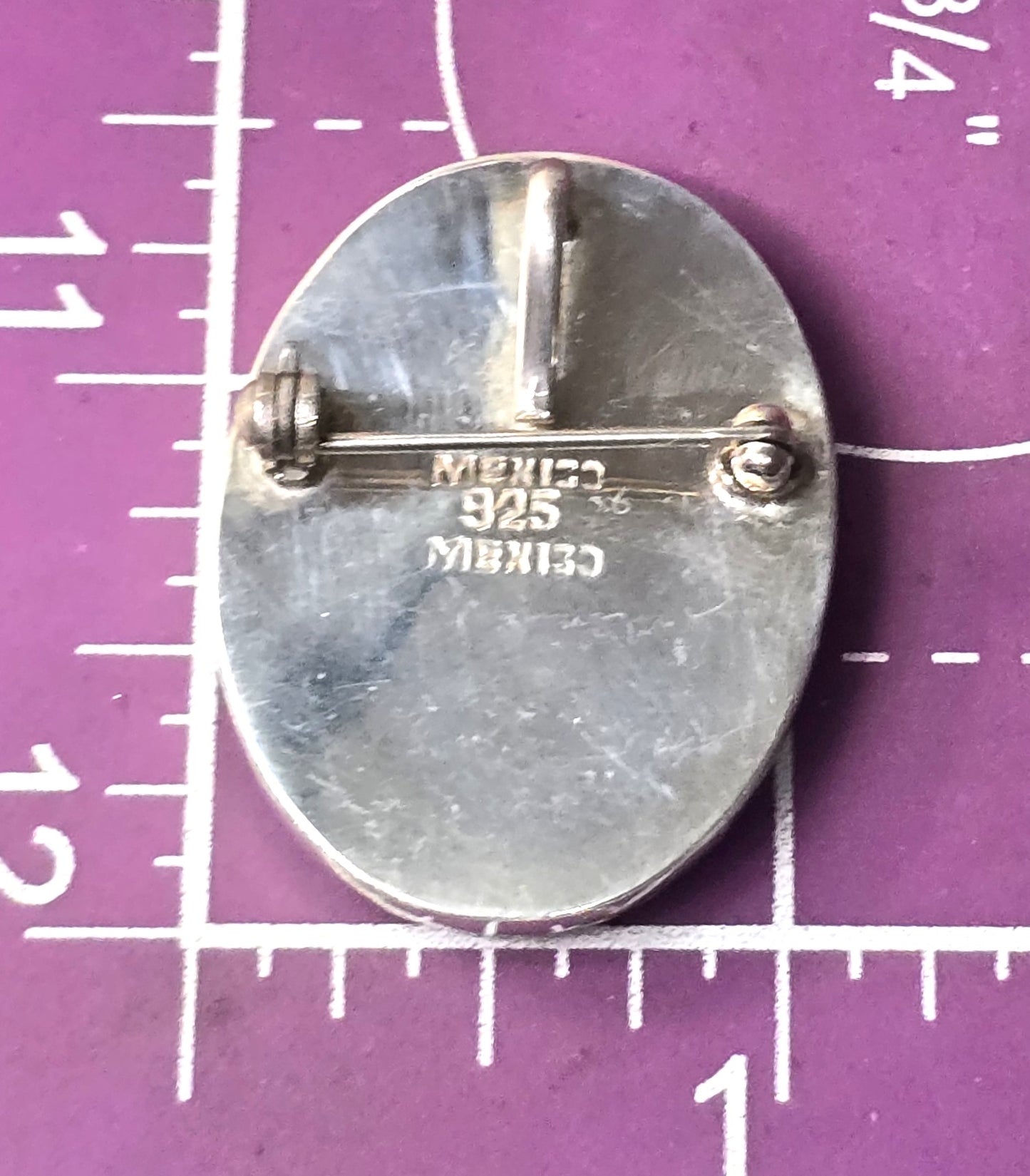 Purple Dried flowers signed sterling silver Mexican vintage pendant brooch