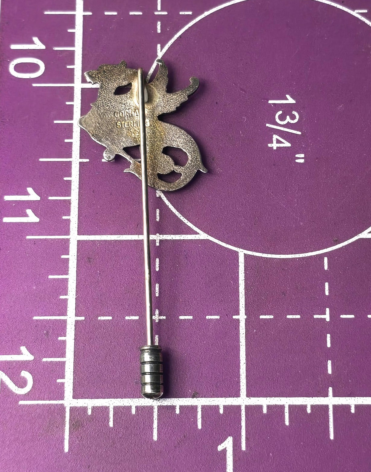 Gorham Dragon antique Victorian Gryphon sterling silver stick lapel pin brooch