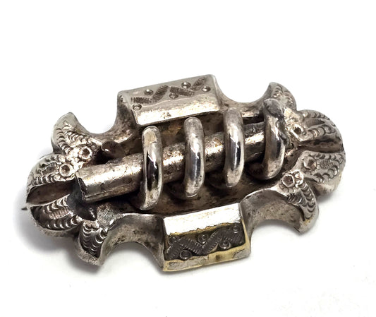 Victorian Etruscan Coiled antique gold filled vintage bar pin mourning brooch