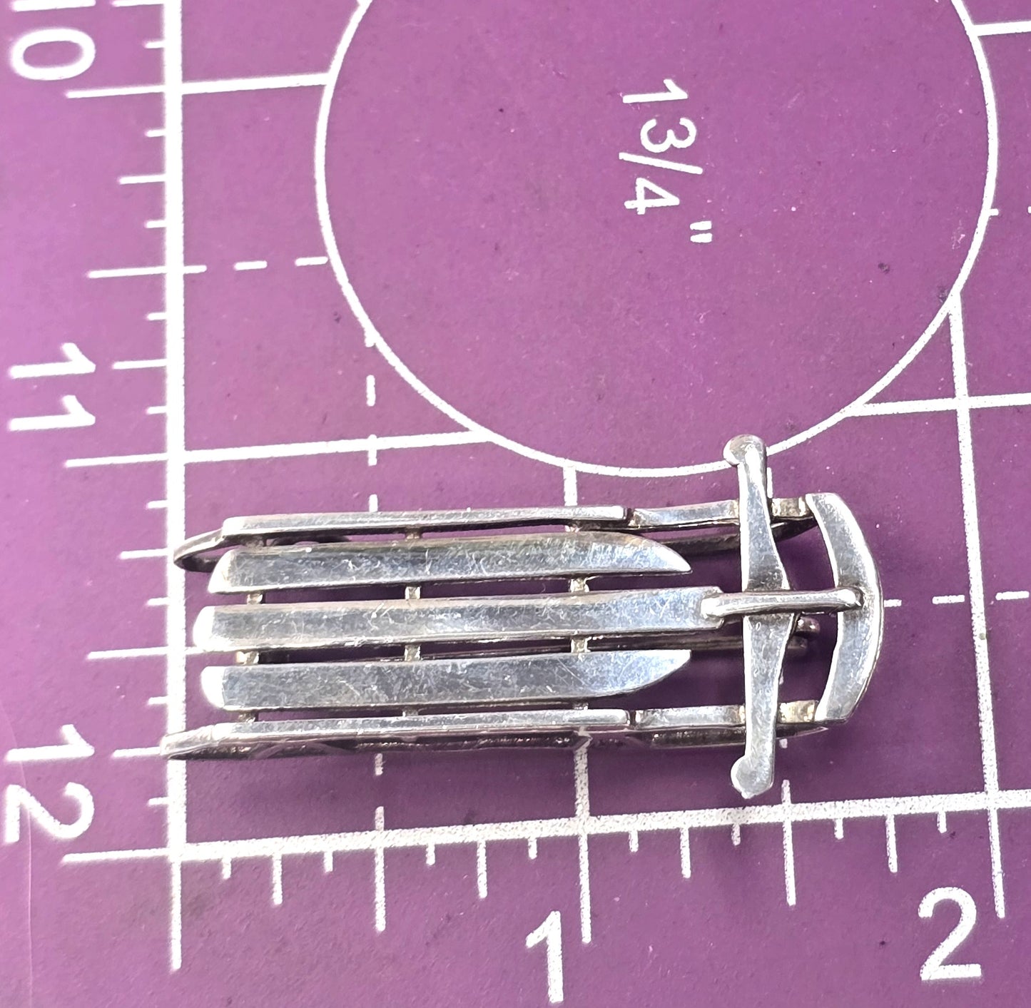 Sled Winter Wonderland vintage solid sterling silver brooch