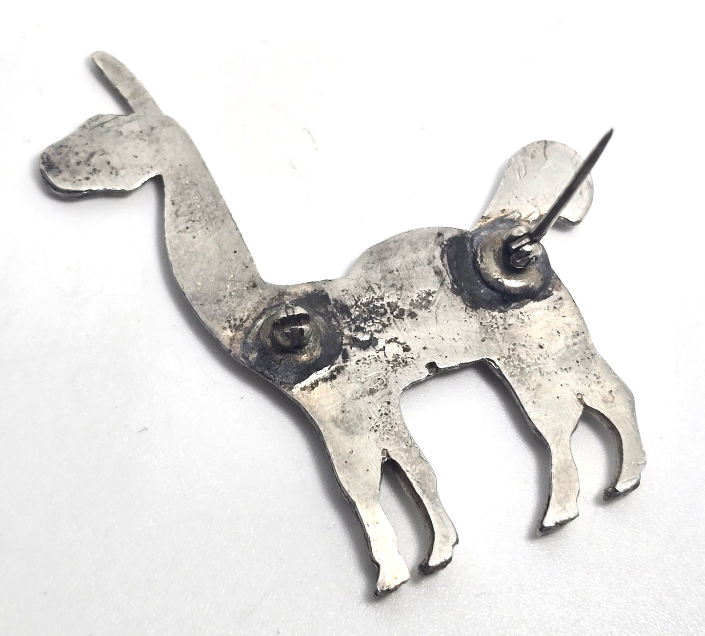 llama vintage sterling silver detailed figural brooch