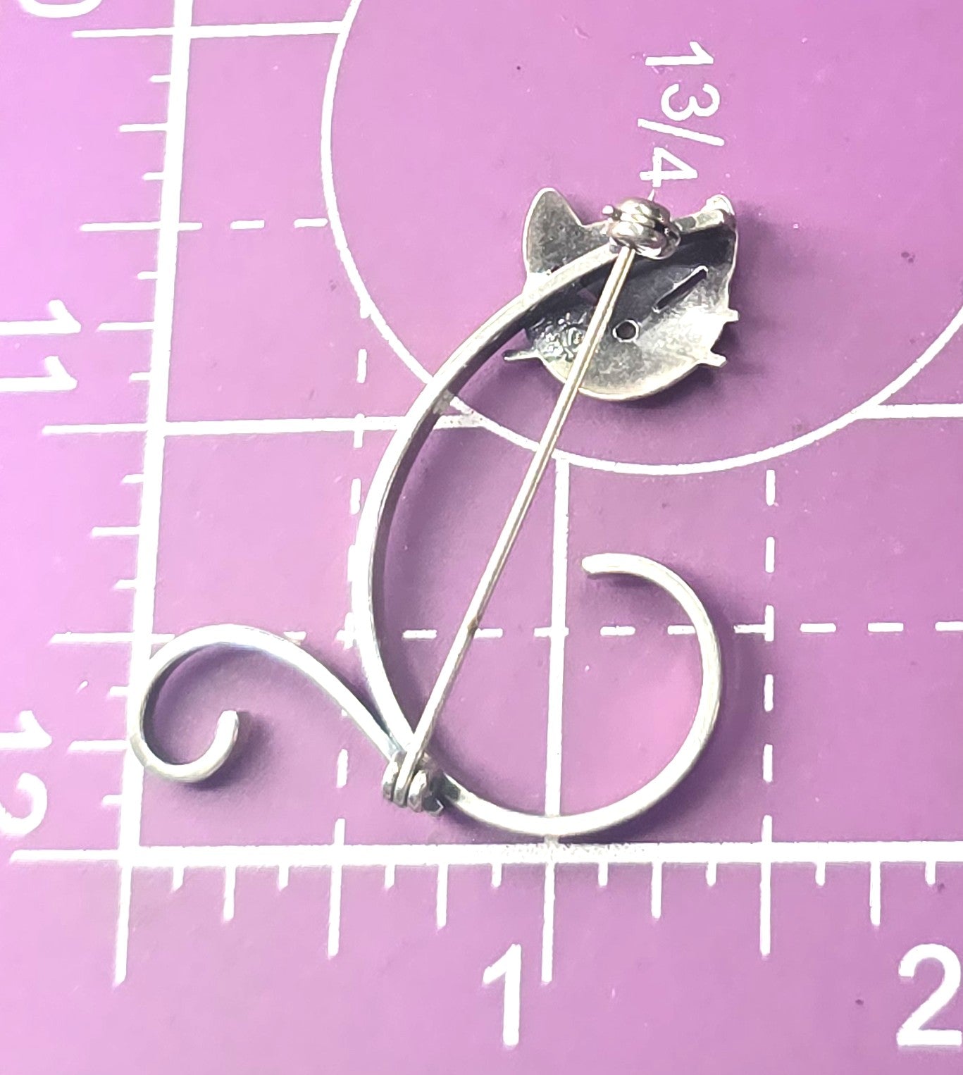 Beau Sterling modernist mid century cat vintage sterling silver brooch