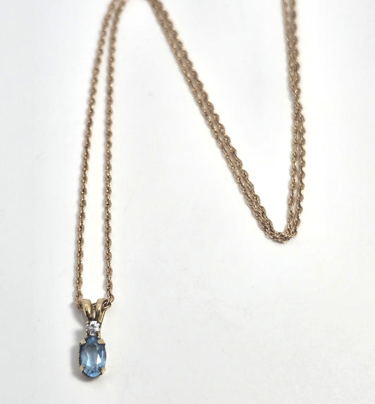 Krementz synthetic blue topaz gold filled small signed vintage necklace set