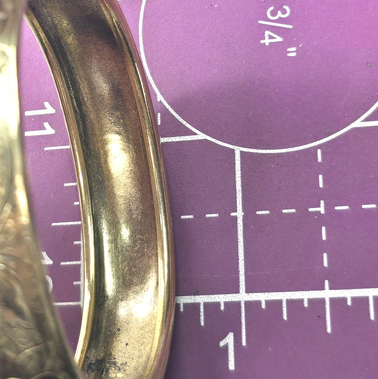Etched flower Victorian revival gold plated vintage thick hinged bangle