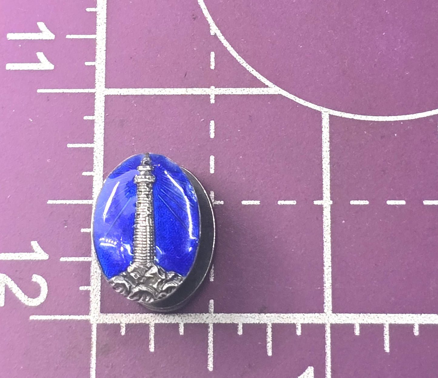 Antique lighthouse Sterling Silver Blue Guilloche Enamel Victorian cufflinks