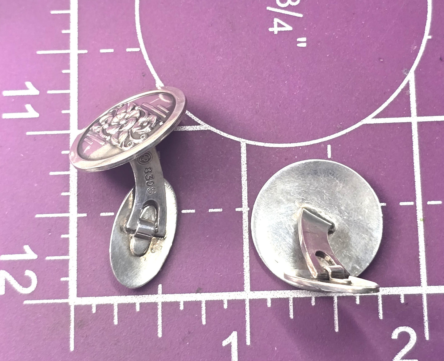 John Axel Prip vintage Modernist Denmark sterling silver 830S cufflinks