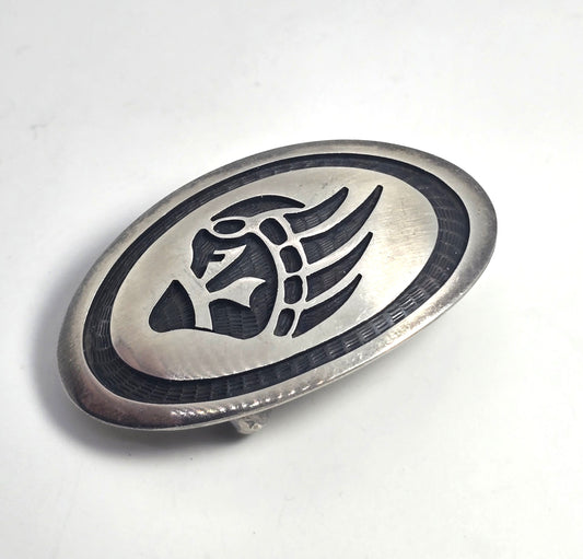 Hyson Stephen Naseyoma Hopi Sterling silver vintage NA bear claw belt buckle (Copy)