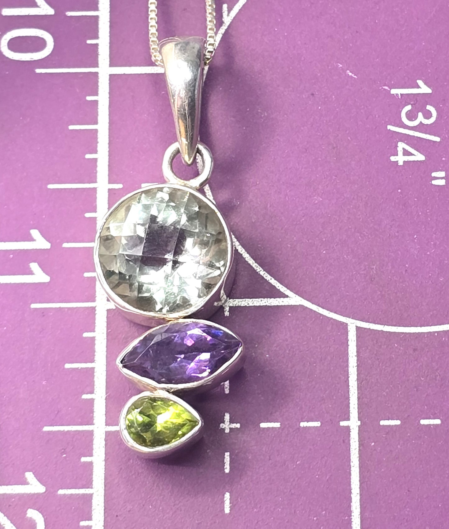 Sajen Prasiolite Green Amethyst Peridot sterling silver gemstone pendant necklace