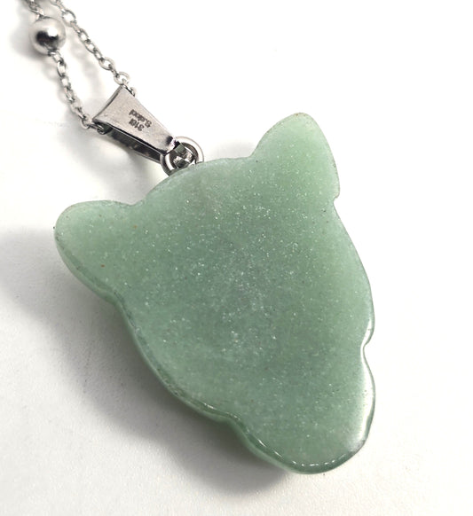 Men's Aventurine Stainless Steel Pendant Necklace 24 inches NWT