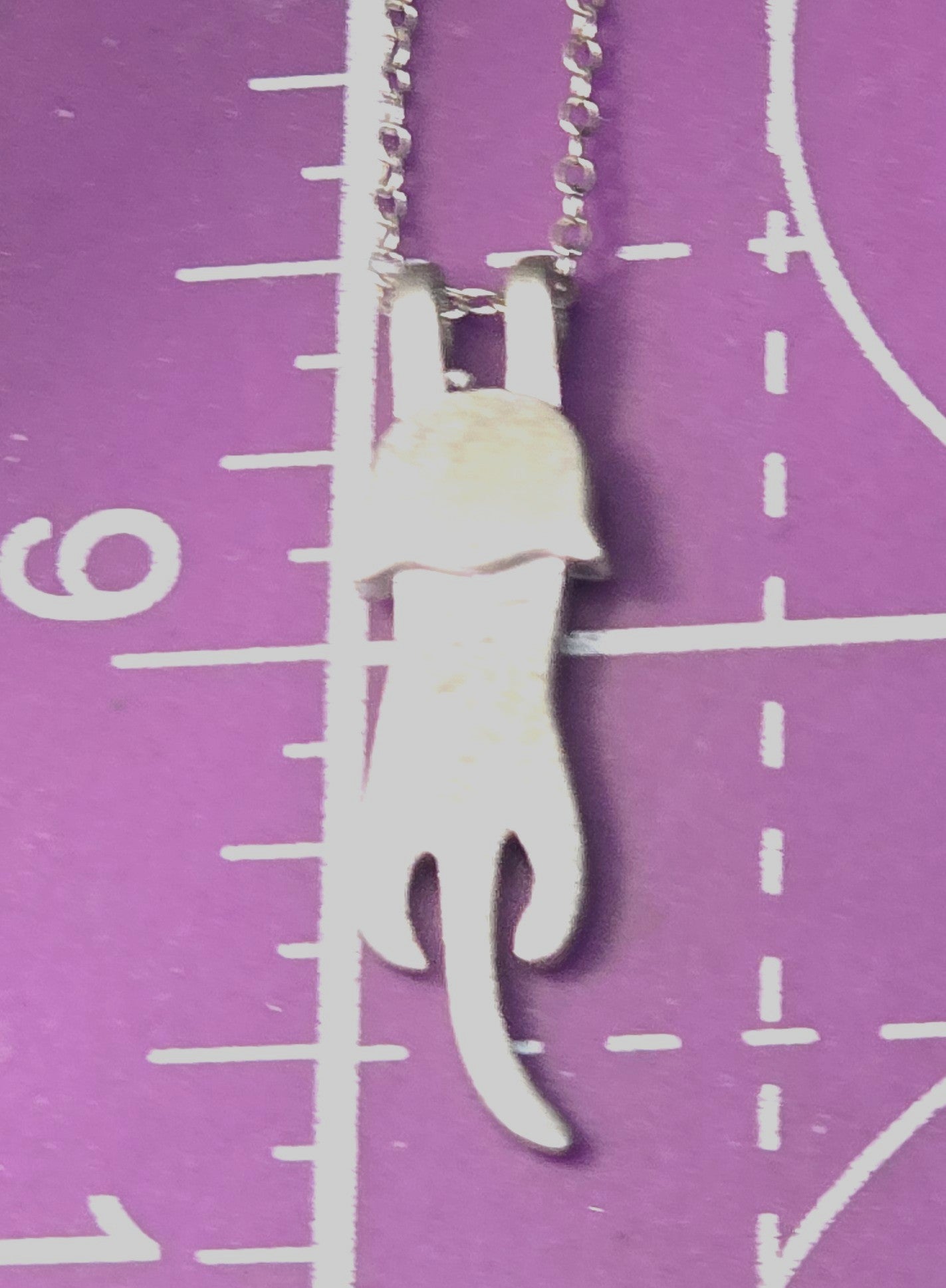 Hanging in there long kitty cat brushed sterling silver retro necklace
