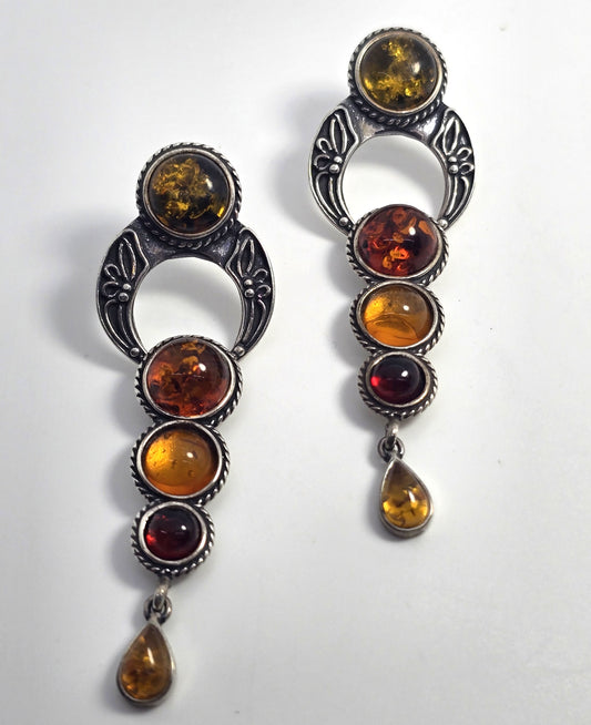 Valerio 888 Ian & Valery Coolish amber Celtic sterling silver V8 Poland amber earrings