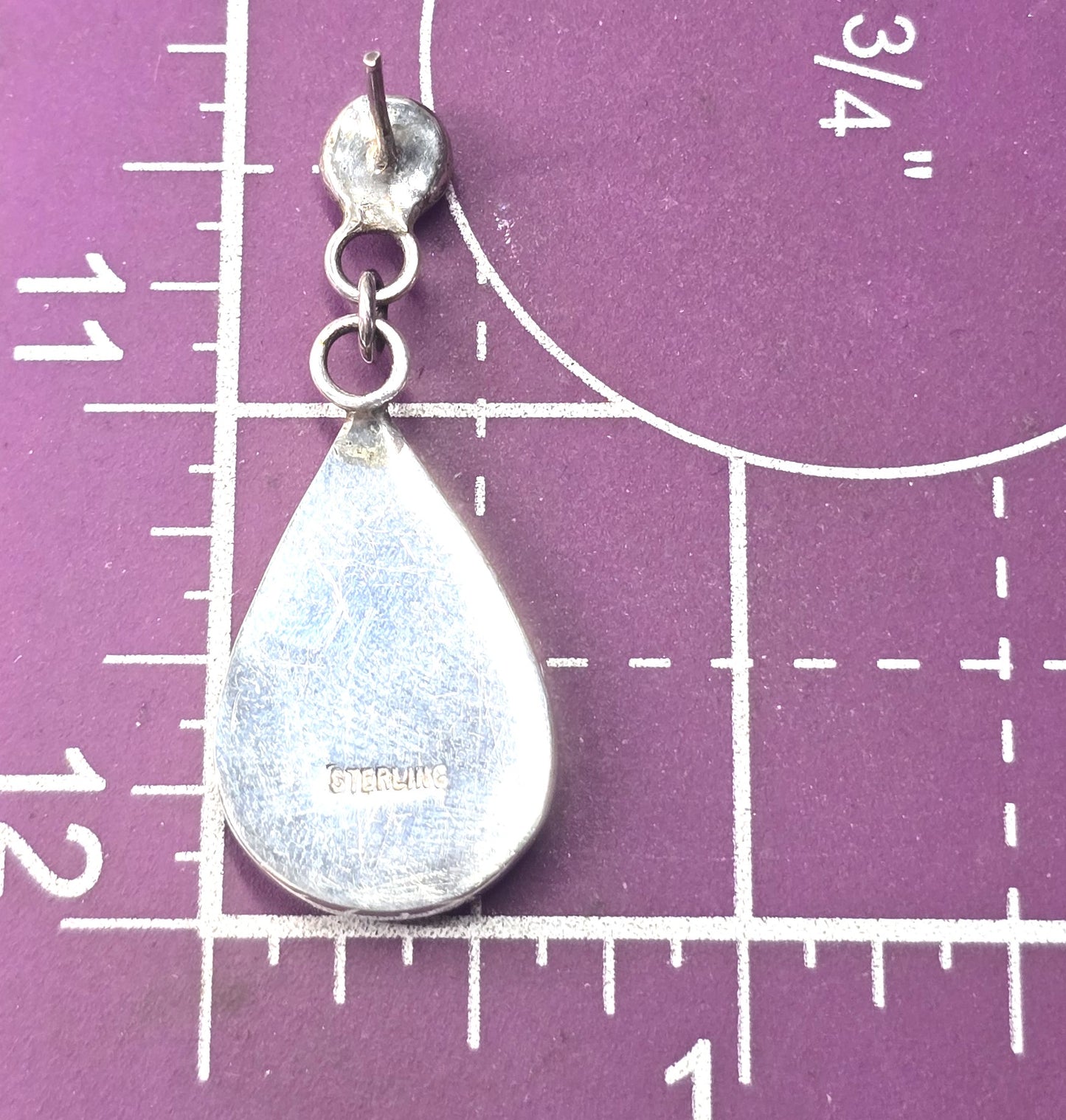 Southwestern Artisan multi gemstone inlay sterling silver vintage drop post earrings