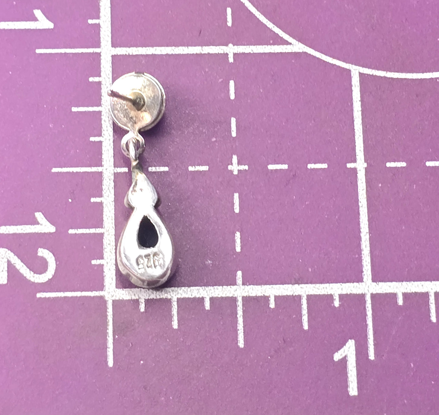 Iolite pear cut tribal Balinese style vintage sterling silver post drop earrings