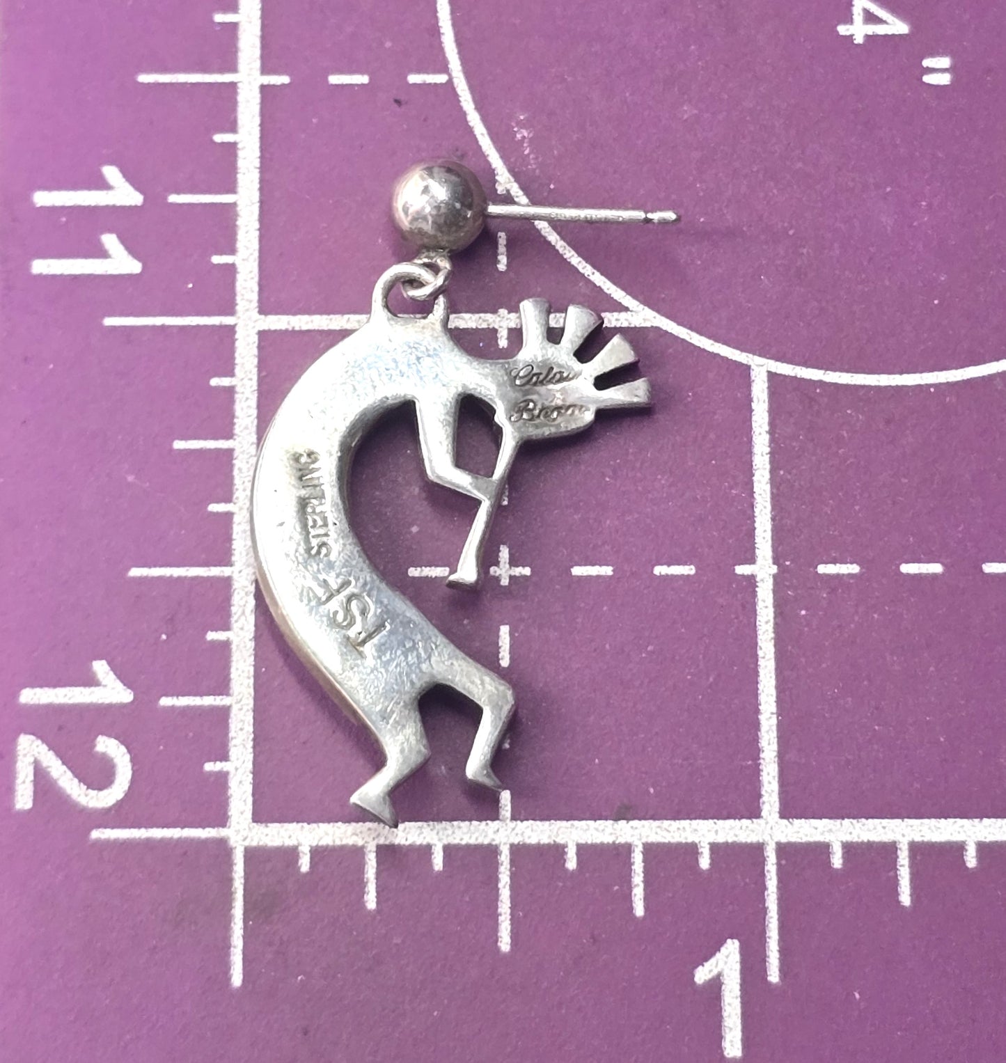 TSH Calvin Begay Vintage Native American Kokopelli lapis lazuli sterling silver earrings