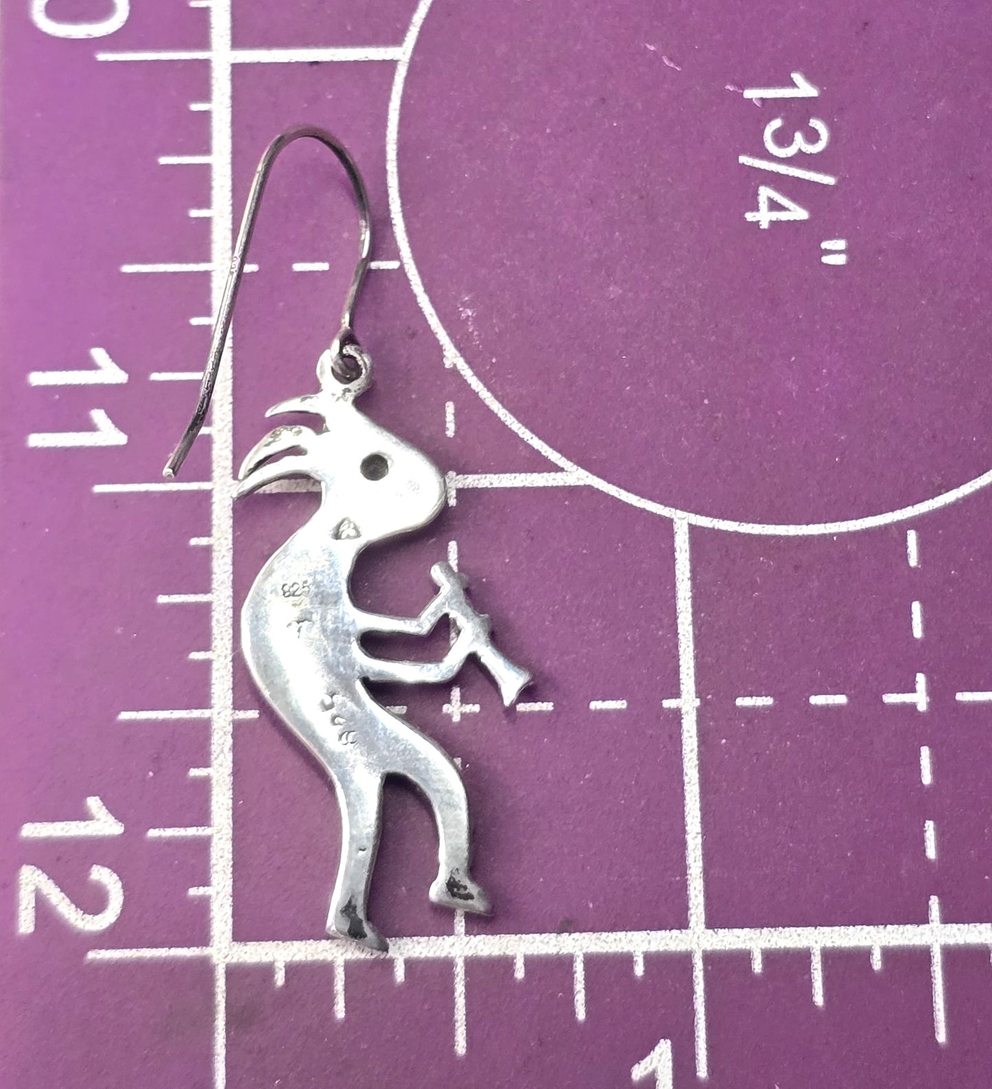 Navajo Kokopelli Lizard Vintage Sterling Silver amethyst drop earrings