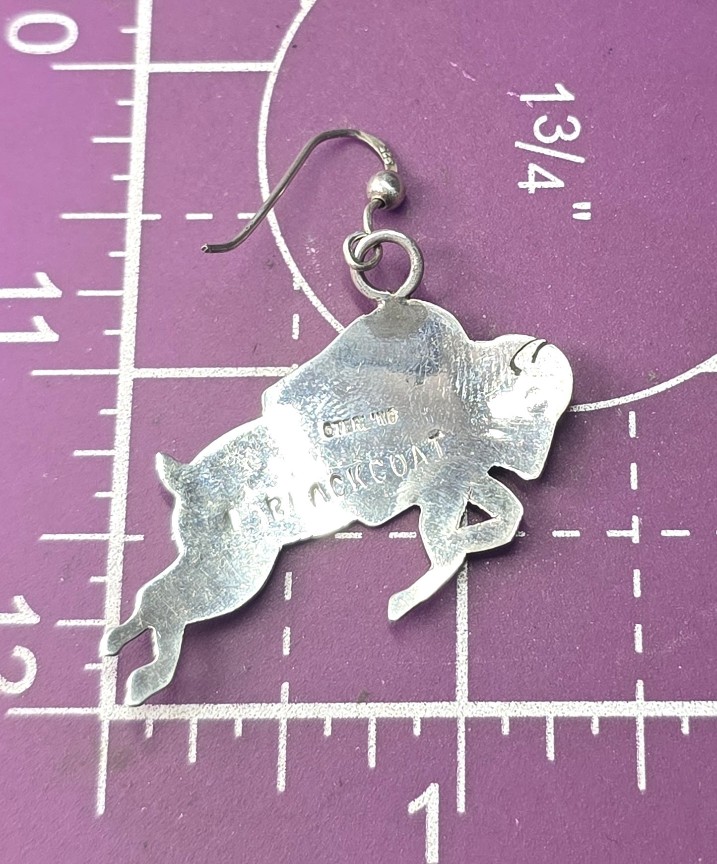 Larson & Bertha Blackgoat Navajo Jumping Buffalo Bison sterling silver earrings