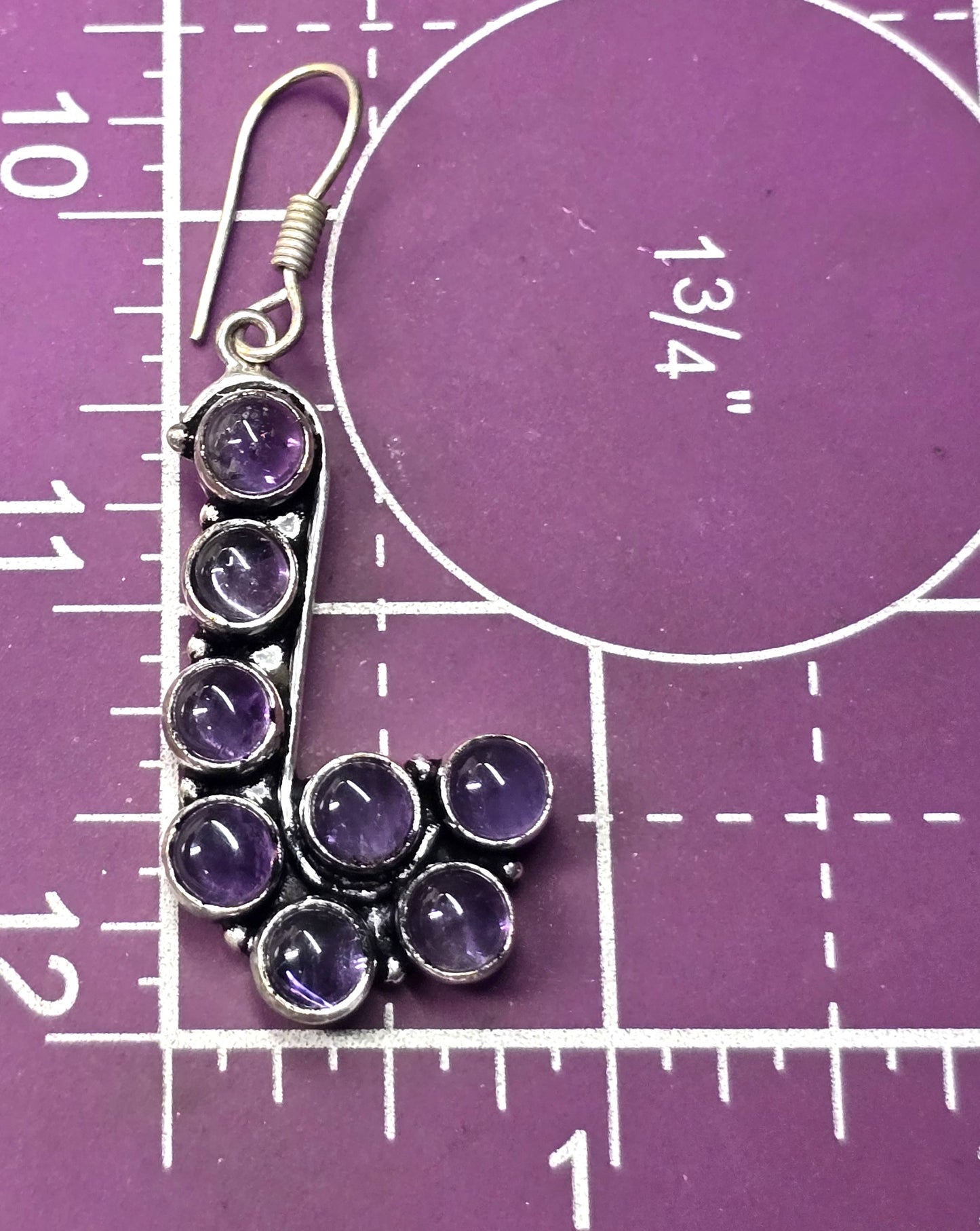 Amethyst large pigeon bird vintage silver plated long drop earrings