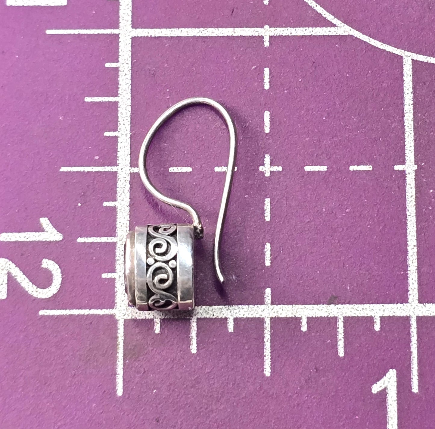 Amethyst purple gemstone tribal Bali style vintage sterling silver earrings