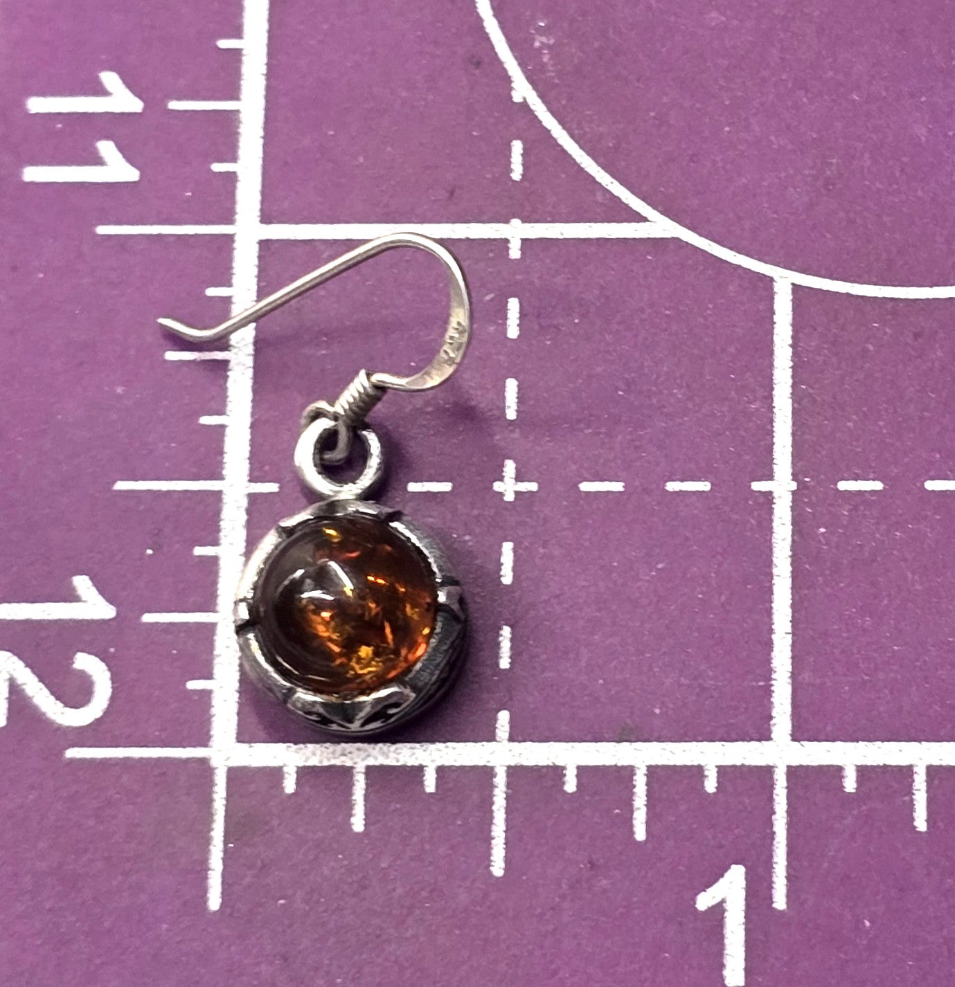 Polish amber sterling silver filigree Drop lever back earrings