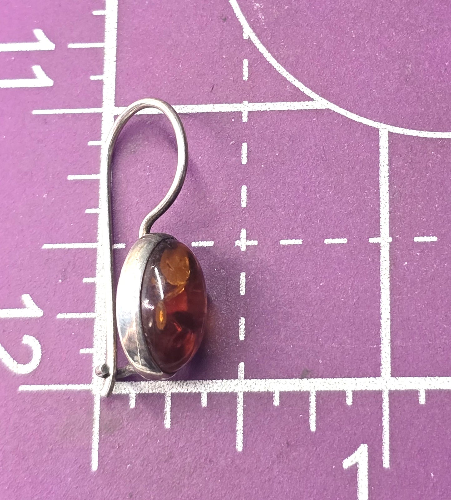Polish amber sterling silver drop hook and latch earrings
