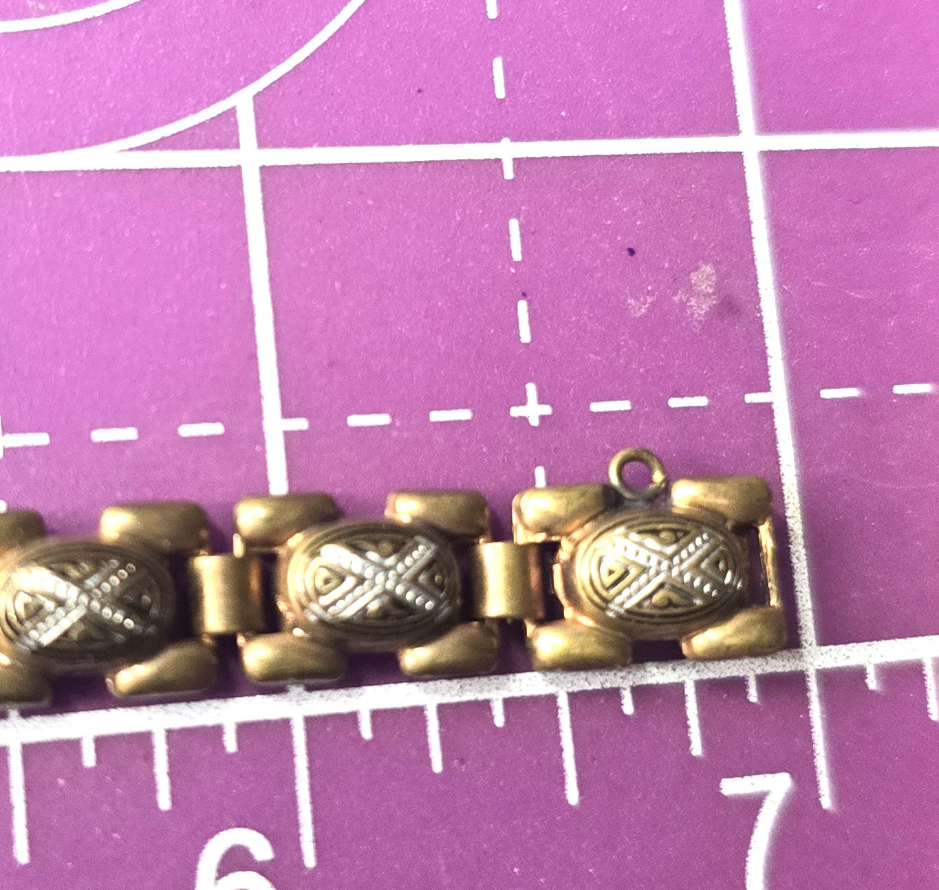 Spanish Damascene etched enamel vintage panel tennis bracelet