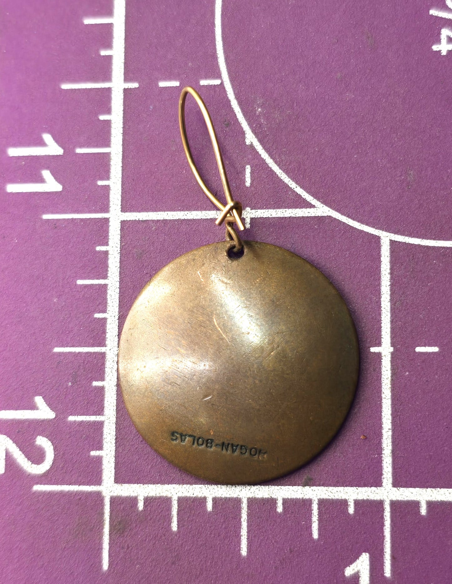 Hogan Bolas Red Enamel over copper Artisan vintage drop earrings