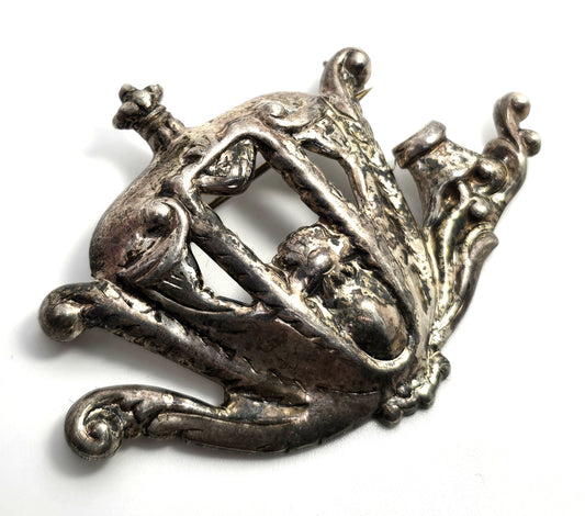 Lang Sterling Silver Vintage Antique Carriage signed Brooch Pin