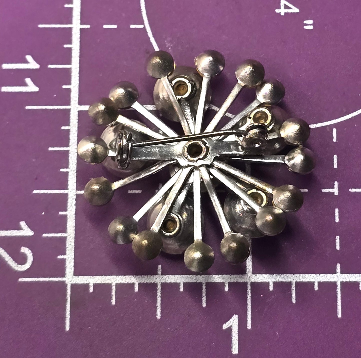 Clear rhinestone vintage flower mid century small scatter brooch