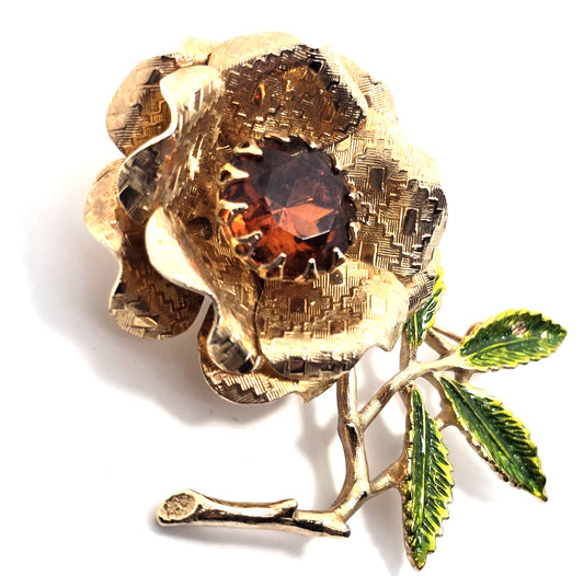 Sarah Coventry Ember Flower 1960's signed vintage gold toned flower brooch