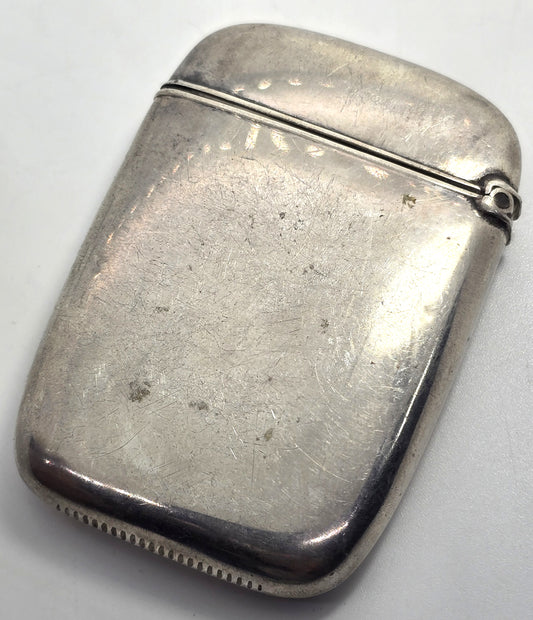 Victorian etched monogram B antique sterling silver match card safe case