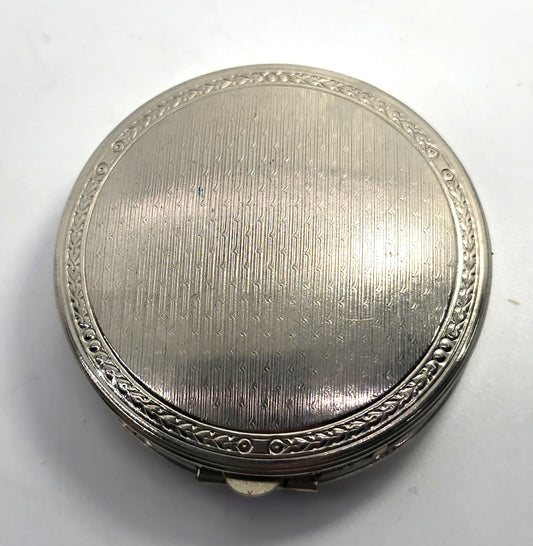 Richard Hudnut Guilloche Blue Enamel Deauville Powder Compact Art Deco Antique 1924 USA