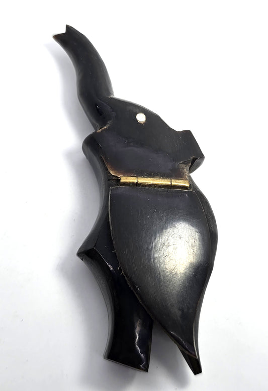 Carved Buffalo horn elephant figural snuff box artisan container