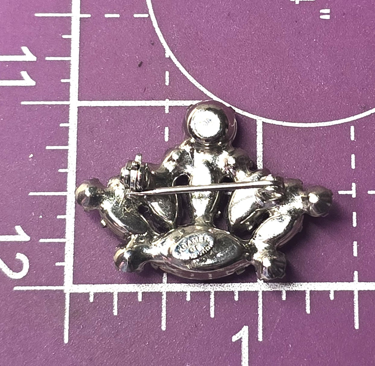 Kramer of New York marquis cut clear rhinestone vintage tiara brooch