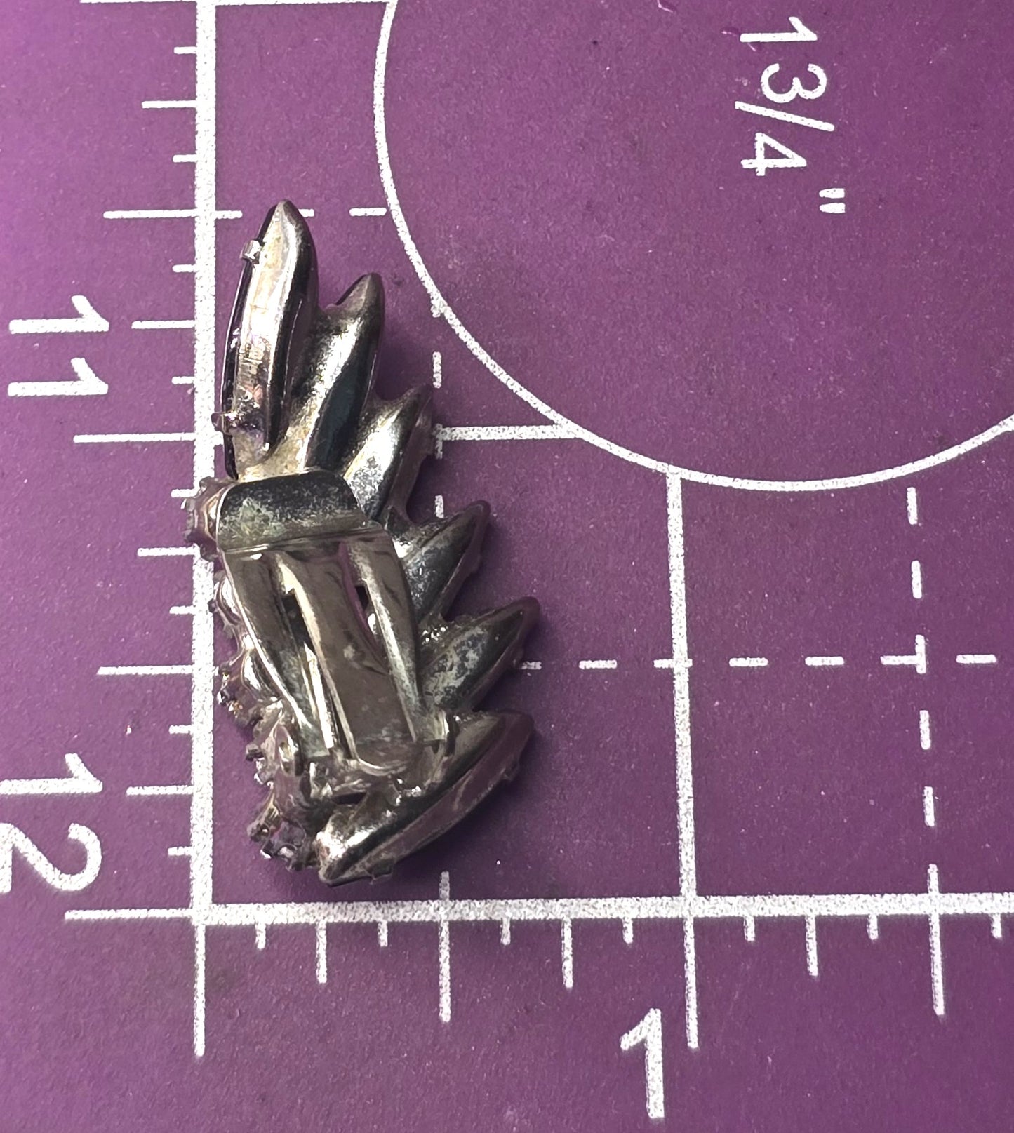Hematite Navette rhinestone vintage mid century cluster clip on earrings