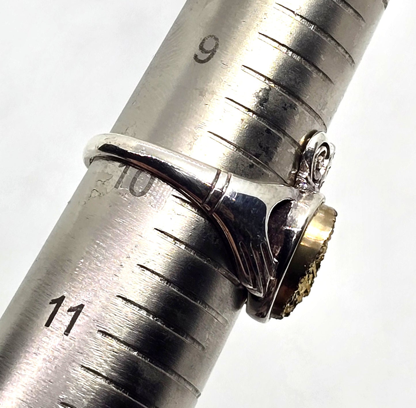 Ireland Claddagh Gold Titanium Druzy quartz heart sterling silver ring size 10