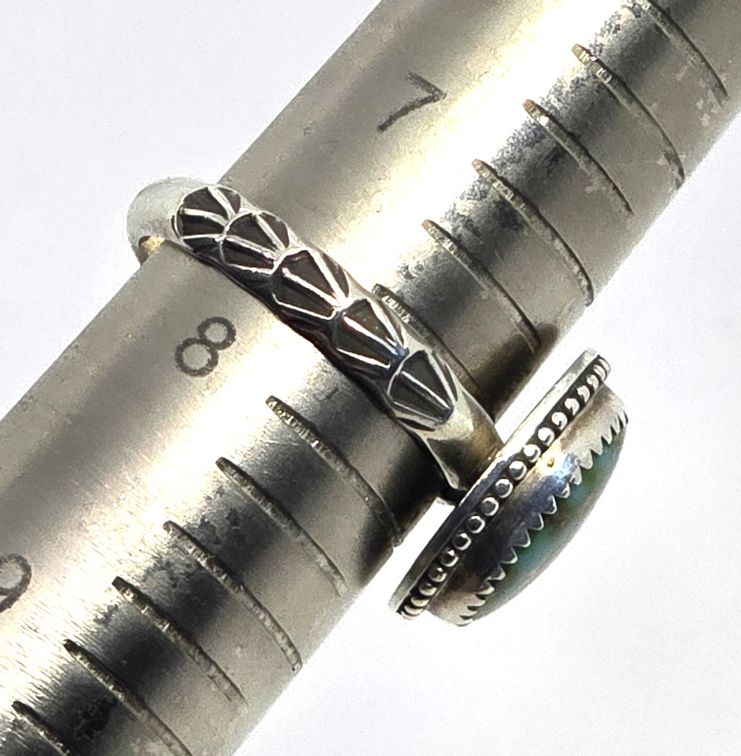 Gemstoned Turquoise Ring Signed vintage sterling silver size 7.75