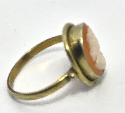 Carved shell vermeil delicate vintage gold over 800 silver ring size 5
