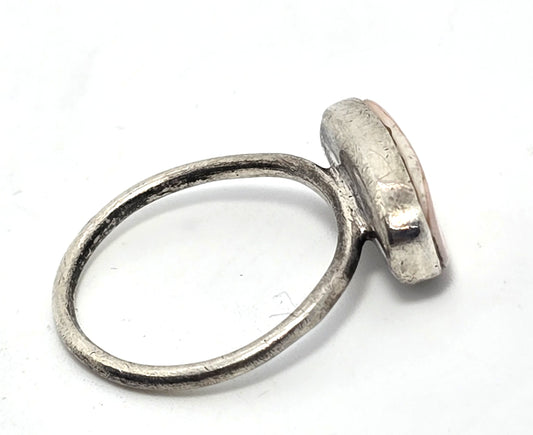 Pink Opal minimalist vintage sterling silver stacker ring size 6