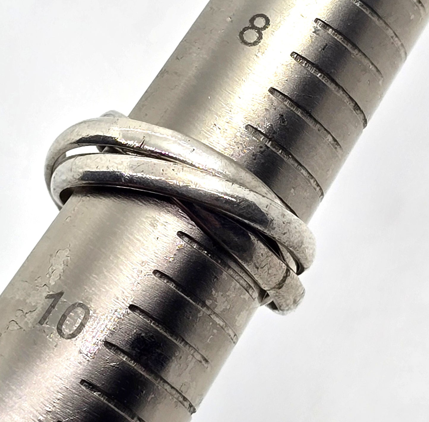 Puzzle Ring Modernist Mexican Taxco 3 ring vintage sterling silver ring size 9