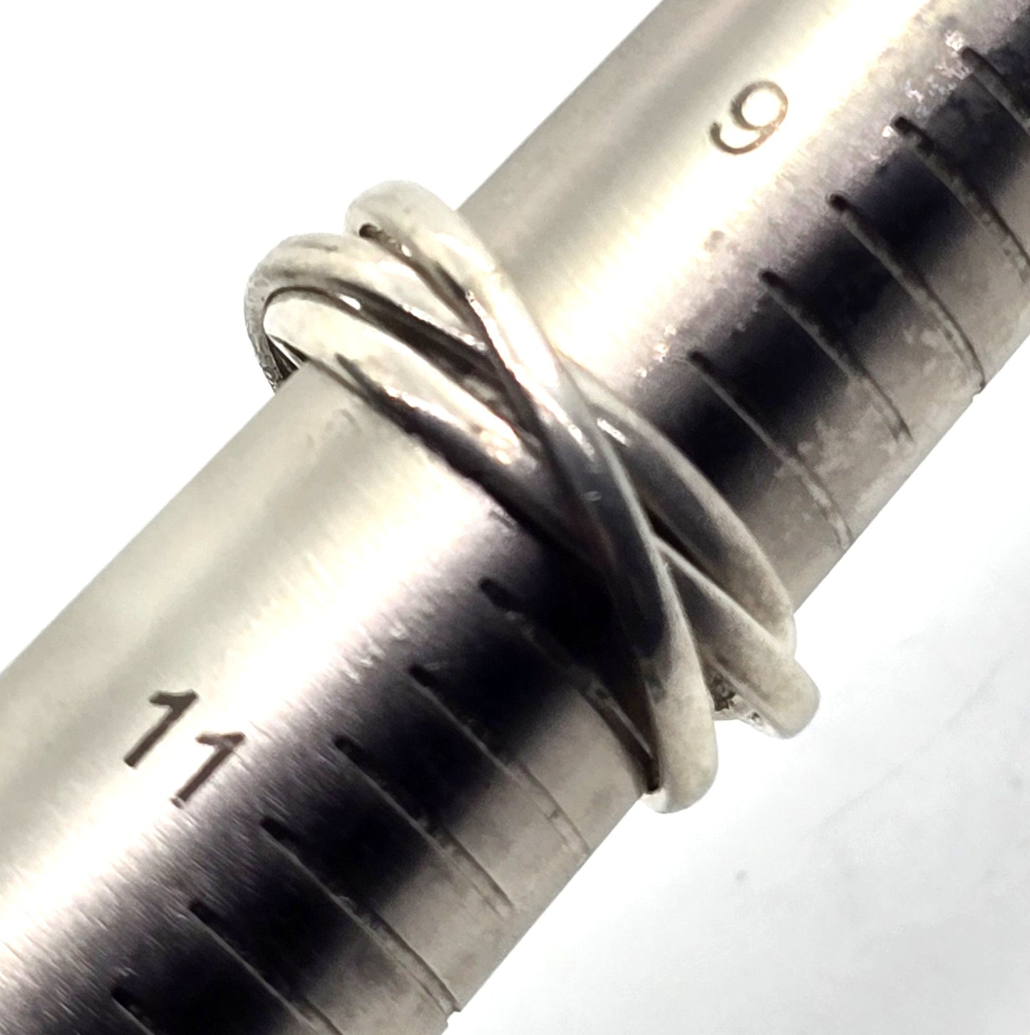 Puzzle Ring Modernist Mexican Taxco 3 ring vintage sterling silver ring size 10