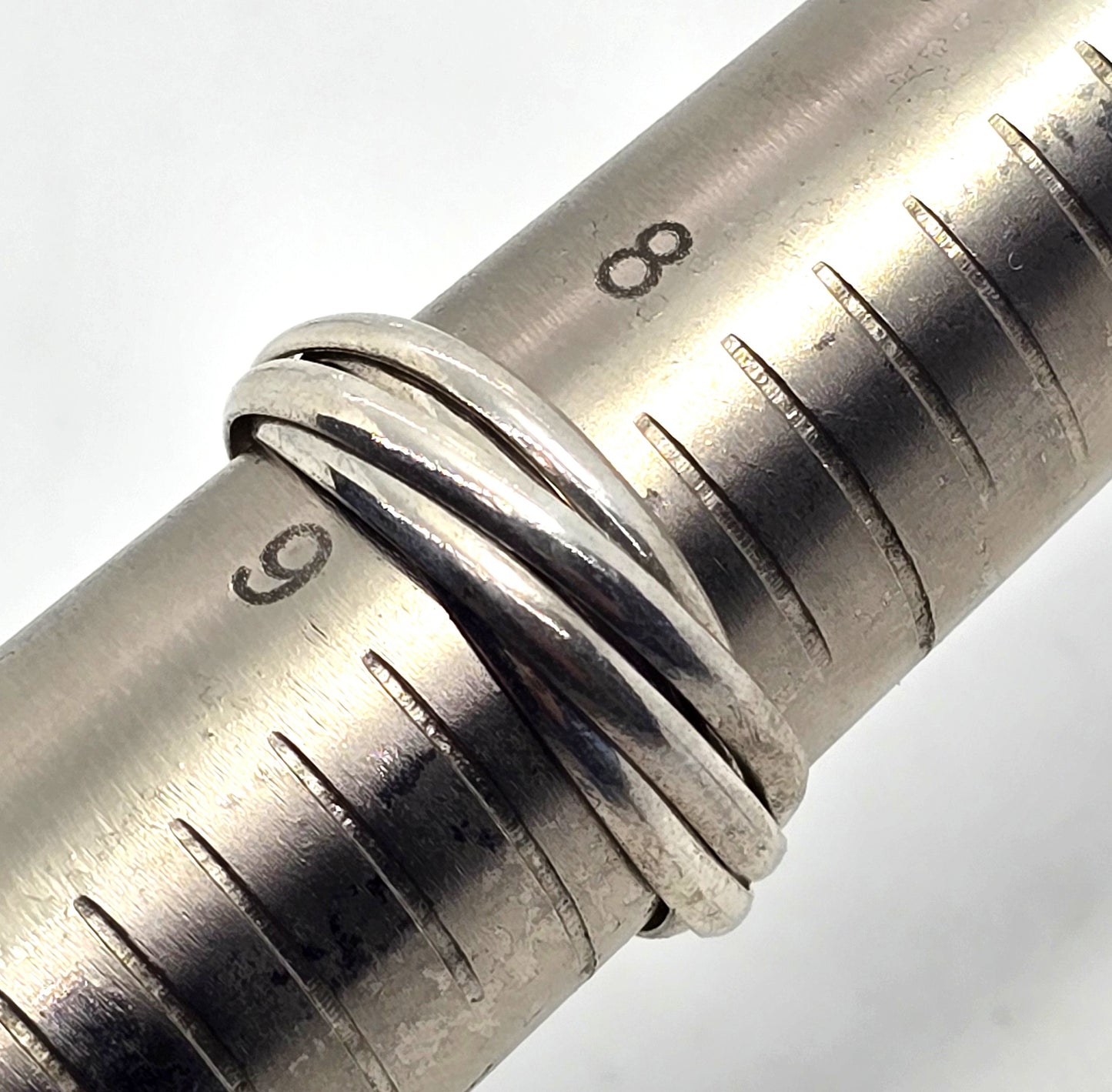 Puzzle Ring Modernist 5 ring vintage sterling silver ring size 8.5