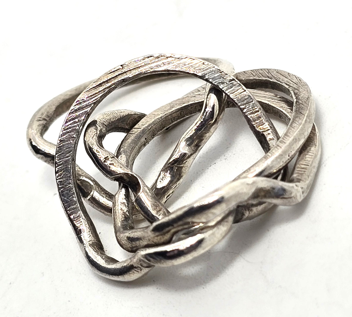 Puzzle Ring Modernist 4 ring vintage sterling silver ring size 5.5