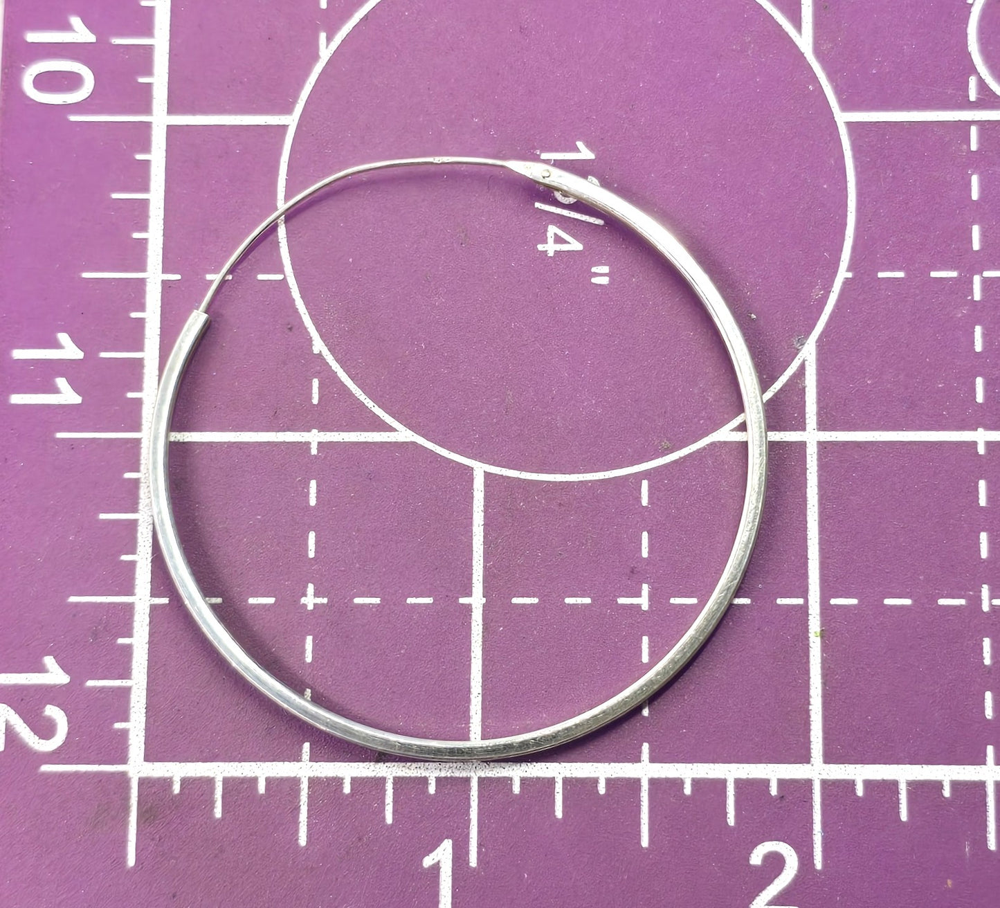 Extra large thin vintage sterling silver 1 and 7/8ths" inch threaded hoop earrings