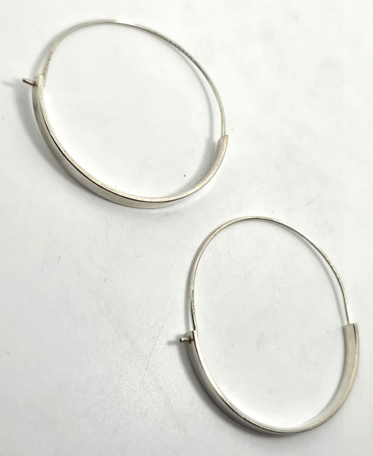 Modernist hoop thick and thin hoop retro vintage sterling silver earrings