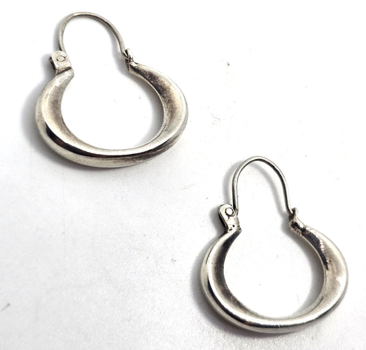 Twisted hoop sterling silver minimalist thick hollow vintage earrings