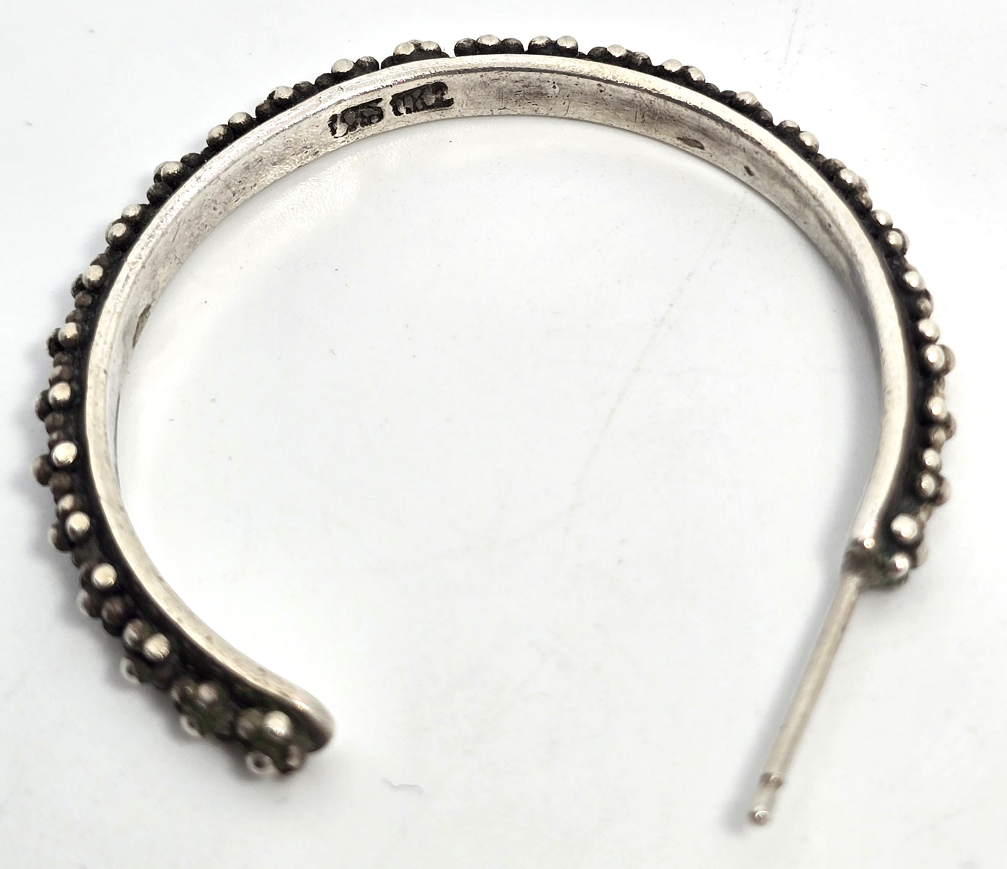 Lois Hill XL Bali Balinese Granulated sterling silver medium 30mm hoop earrings