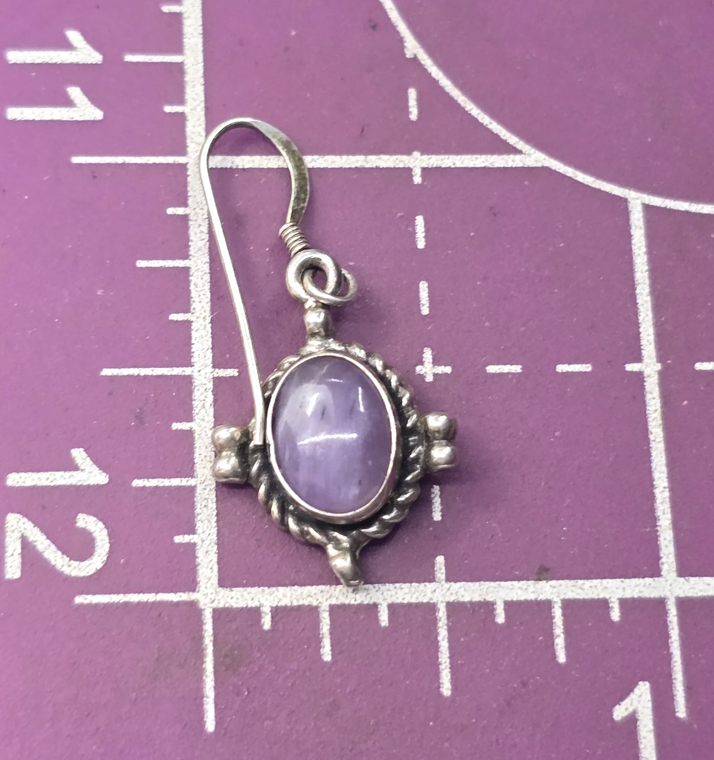 Charoite Purple gemstone Southwestern sterling silver vintage drop earrings