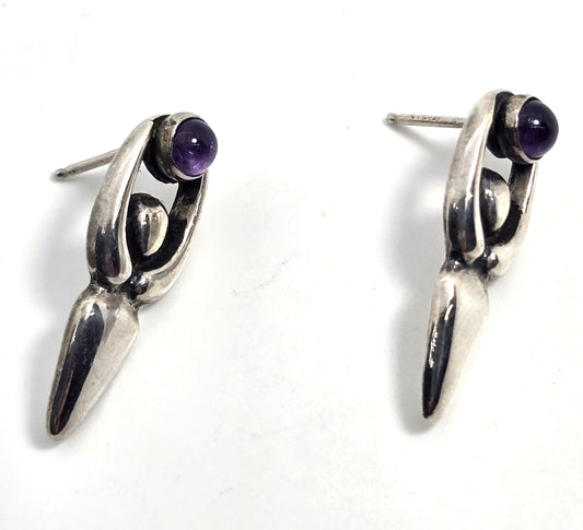 Goddess amethyst purple gemstone sterling silver stud earrings