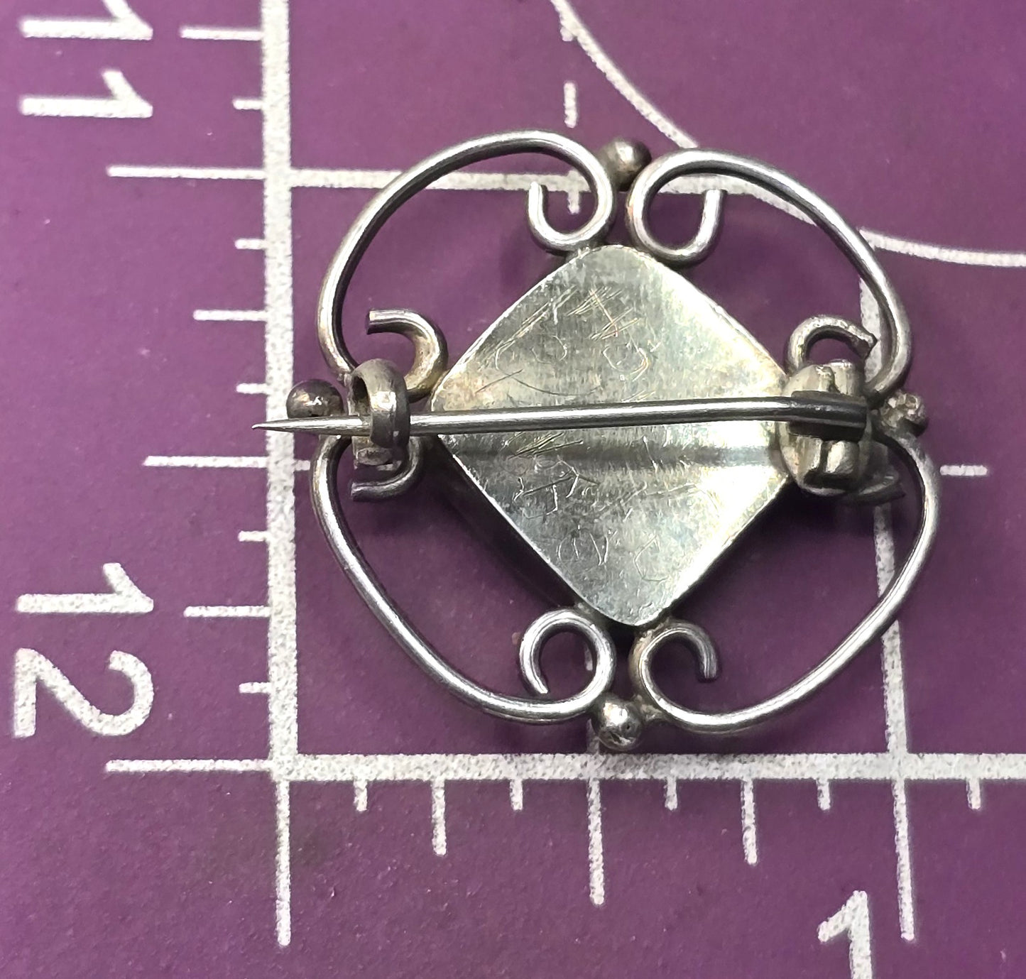 Vintage Scottish Luckenbooth Mary Queen of Scotts sterling silver vintage brooch